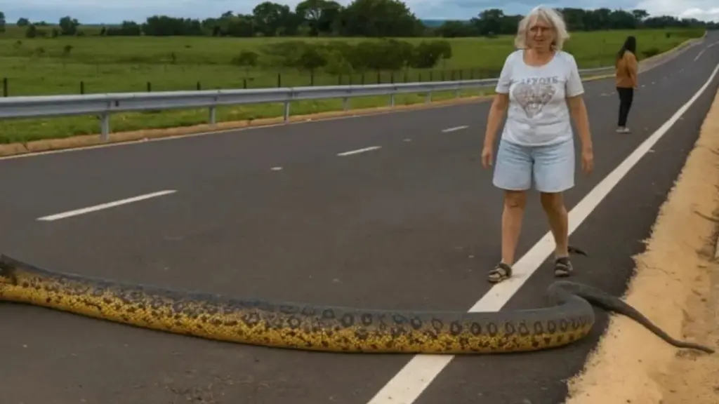 Anakonda gjigante bllokon rrugën në Brazil