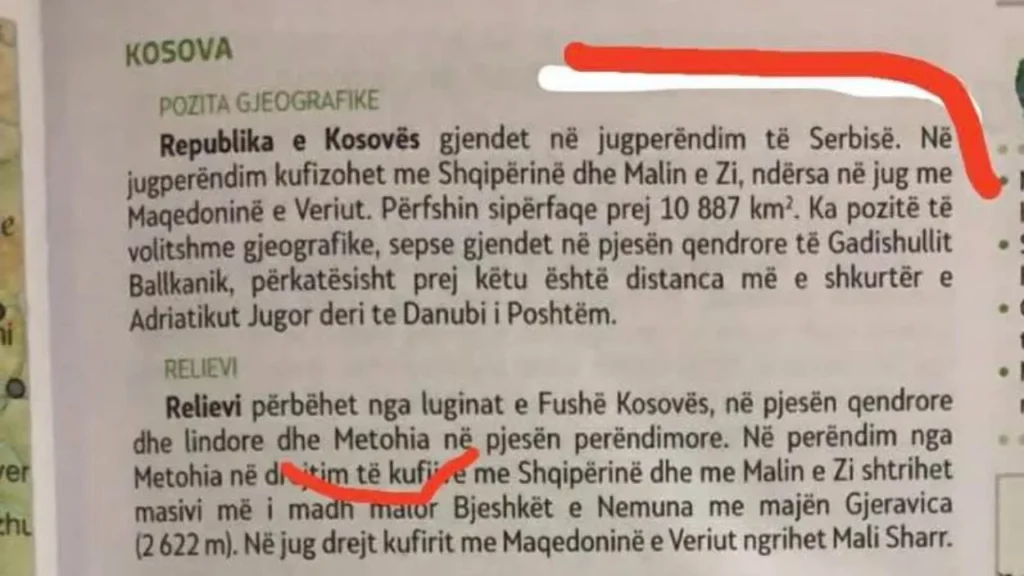 Skandali me librat shkollorë të gjeografisë në Maqedoninë e Veriut, aleatët e Kurtit lejojnë që Kosova të quhet “Metohi”